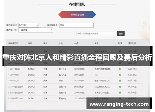 重庆对阵北京人和精彩直播全程回顾及赛后分析